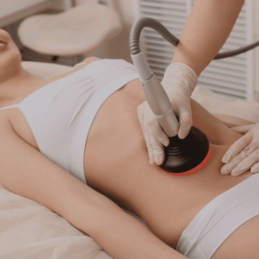 Photobiomodulation light therapy treatment applied to the abdomen